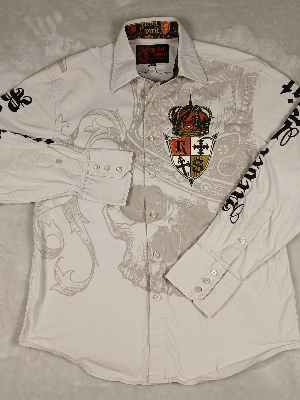 Rebel Spirit Button Up Shirt XL Men's Embroidered Rhinestone Studs Y2K